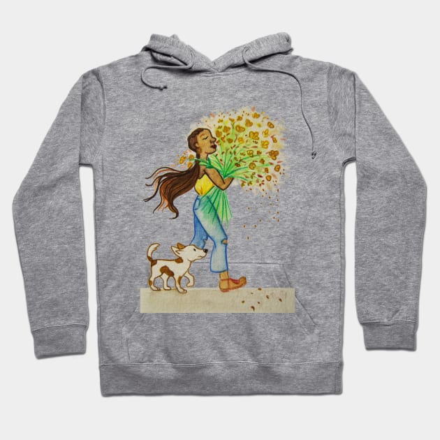 Spring Girl Illustration Hoodie by Le petit fennec